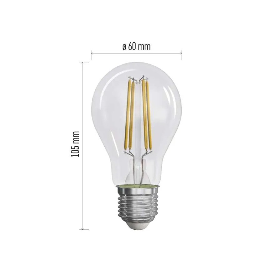 SET 3x LED Bulb FILAMENT A60 E27/5W/230V 4000K Energy class A