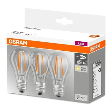 SET 3x LED Bulb VINTAGE E27/7W/230V 2700K - Osram