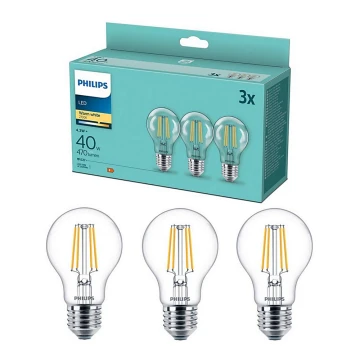 SET 3x LED Bulb VINTAGE Philips E27/4,3W/230V 2700K