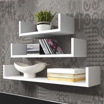SET 3x Wall shelf TRIO white