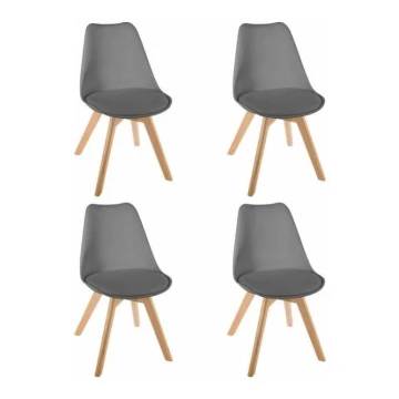 SET 4x Dining chair BAYA beech/dark grey