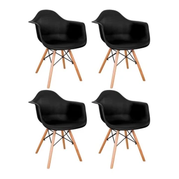 SET 4x Dining chair NEREA 81x61 cm black/beech