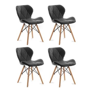 SET 4x Dining chair TRIGO 74x48 cm dark grey/beech