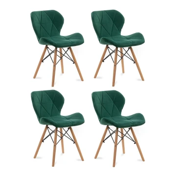 SET 4x Dining chair TRIGO 74x48 cm light green/beech