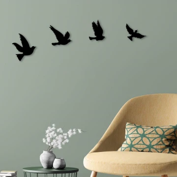 SET 4x Wall decoration birds metal