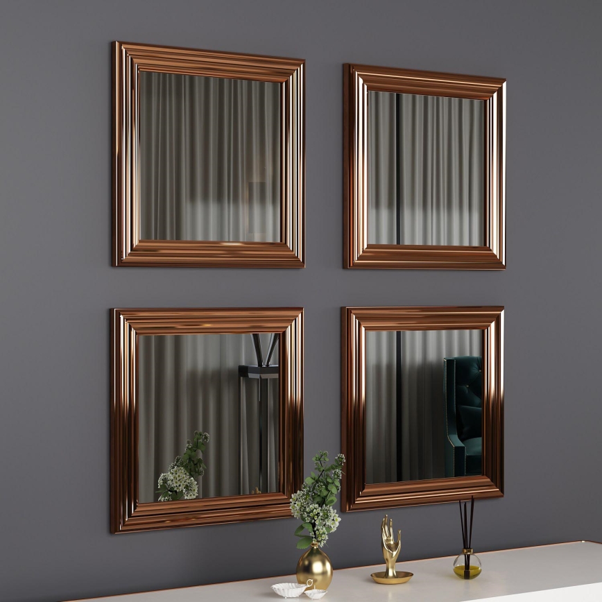 SET 4x Wall mirror LOZA 40x40 cm bronze