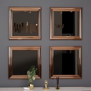 SET 4x Wall mirror LOZA 40x40 cm bronze