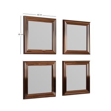 SET 4x Wall mirror LOZA 40x40 cm bronze