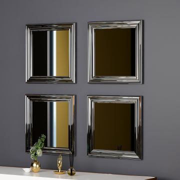 SET 4x Wall mirror LOZA 40x40 cm silver