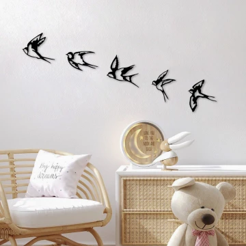 SET 5x Wall decoration birds metal