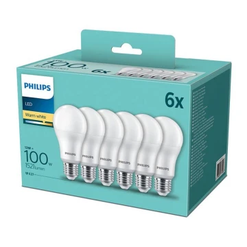 SET 6xLED Bulb Philips A60 E27/13W/230V 2700K