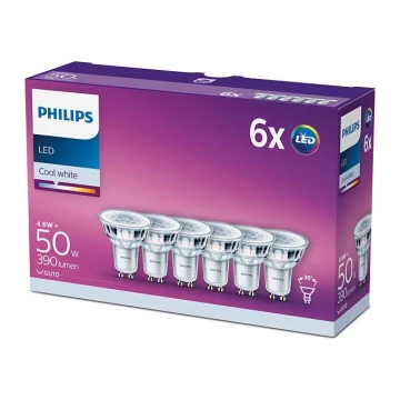 SET 6xLED Bulb Philips GU10/4,6W/230V 4000K