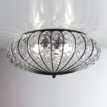 SIRU - Ceiling light ACCADEMIA 3xE27/60W/230V clear/black Venetian glass