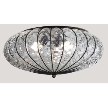 SIRU - Ceiling light ACCADEMIA 3xE27/60W/230V clear/black Venetian glass