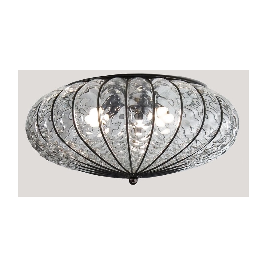 SIRU - Ceiling light ACCADEMIA 3xE27/60W/230V clear/black Venetian glass