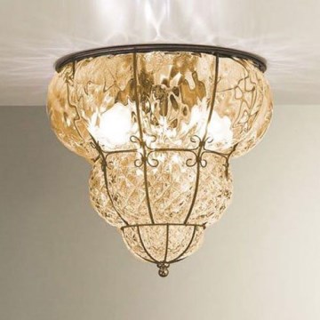 SIRU - Ceiling light CLASSIC 3xE14/40W/230V d. 25 cm beige/black Venetian glass