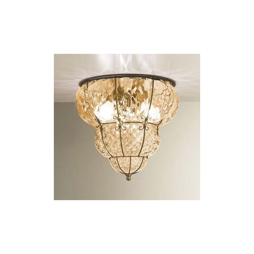 SIRU - Ceiling light CLASSIC 3xE14/40W/230V d. 25 cm beige/black Venetian glass