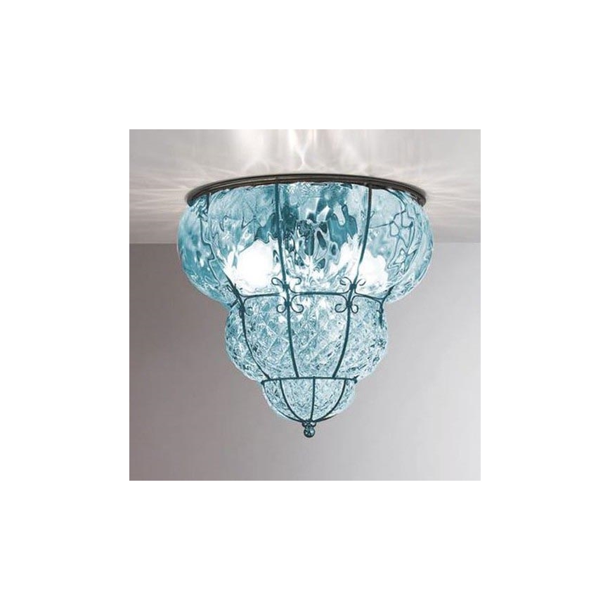 SIRU - Ceiling light CLASSIC 3xE14/40W/230V d. 25 cm blue/black Venetian glass