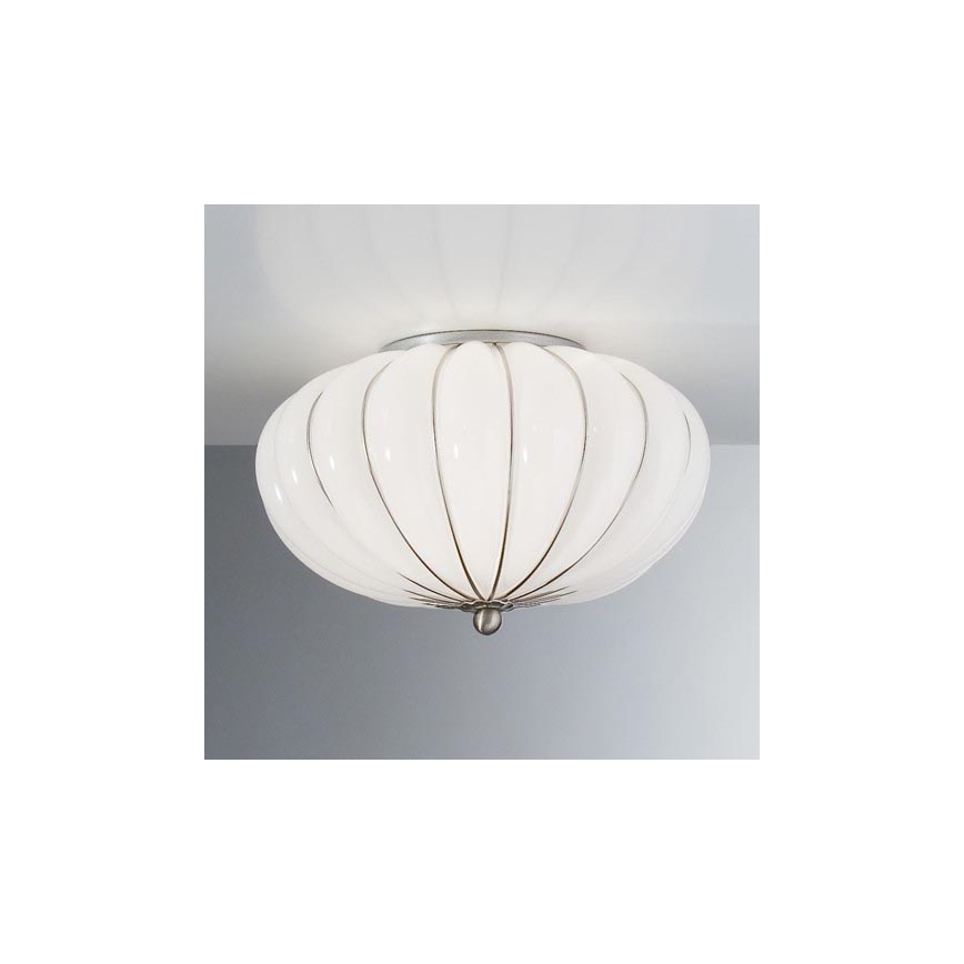 SIRU - Ceiling light GIOVE 2xE14/40W/230V d. 29 cm chrome/white Venetian glass