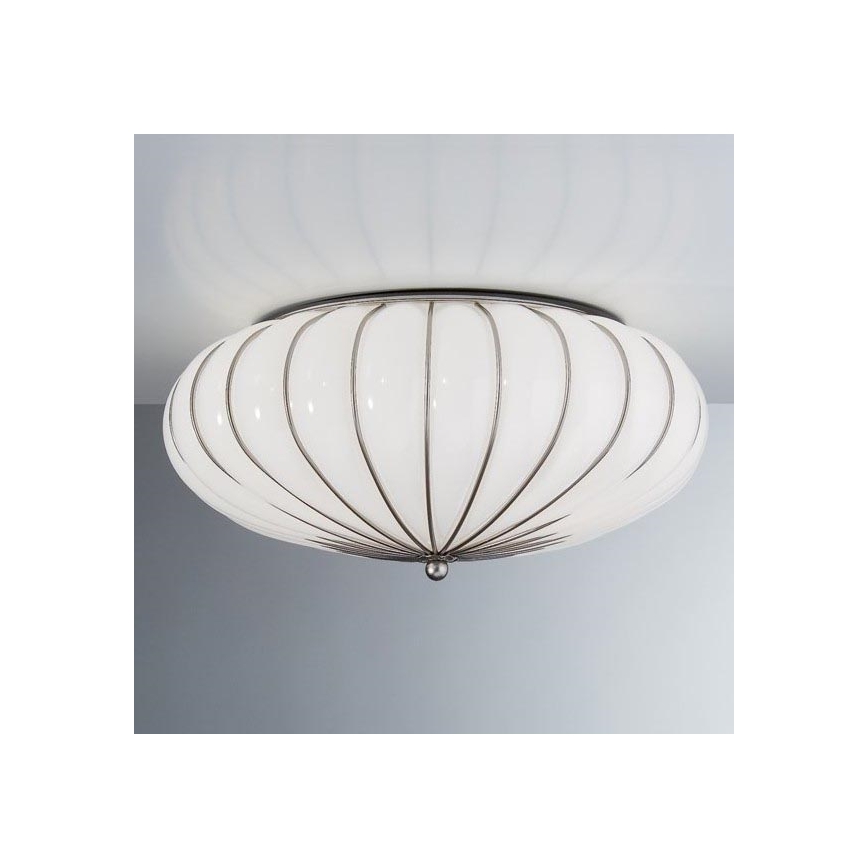 SIRU - Ceiling light GIOVE 3xE27/60W/230V d. 48 cm chrome/white Venetian glass