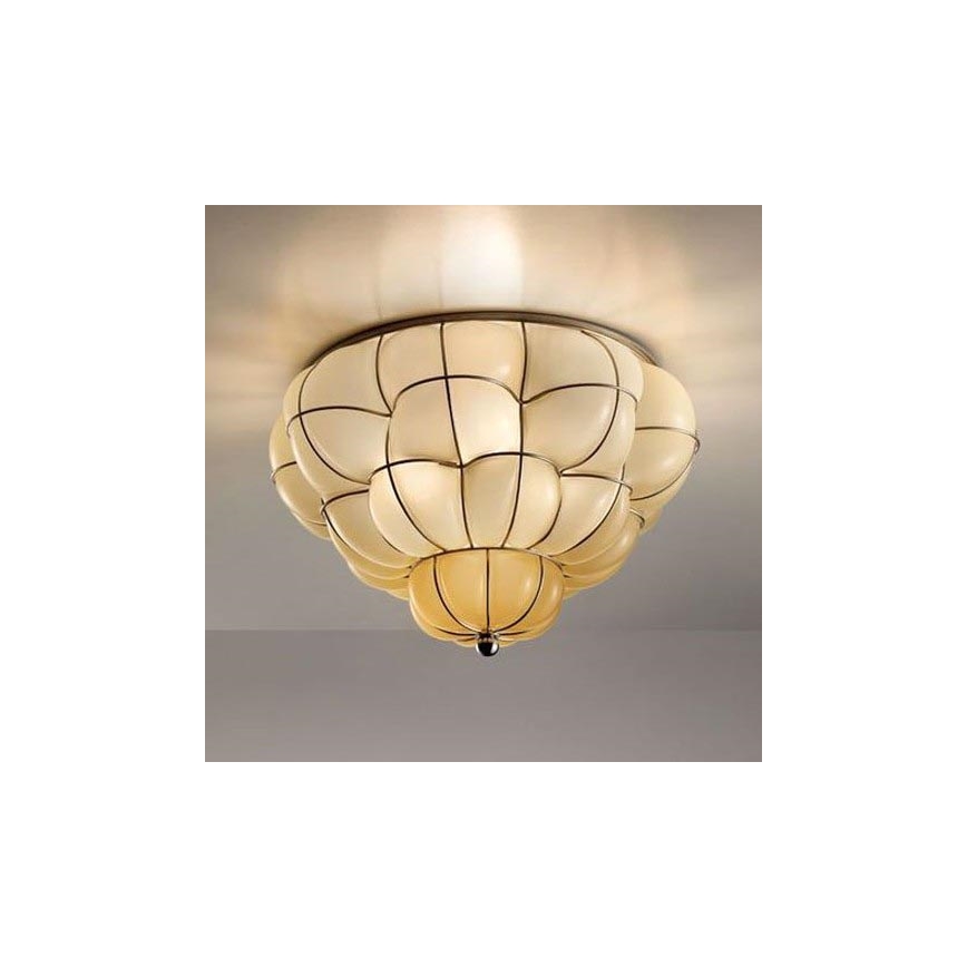 SIRU - Ceiling light POUFF 3xE27/60W/230V chrome/beige Venetian glass