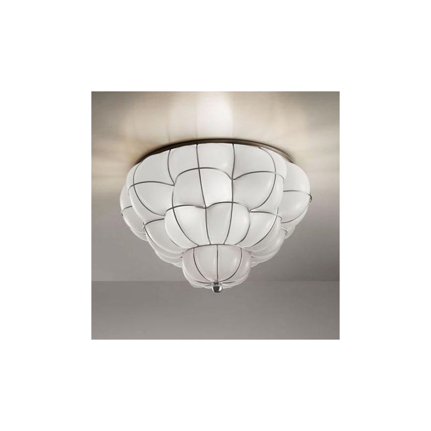 SIRU - Ceiling light POUFF 3xE27/60W/230V chrome/white Venetian glass