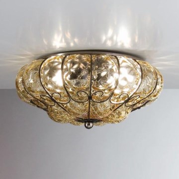 SIRU - Ceiling light SOLE 3xE14/40W/230V d. 31 cm beige/chrome Venetian glass