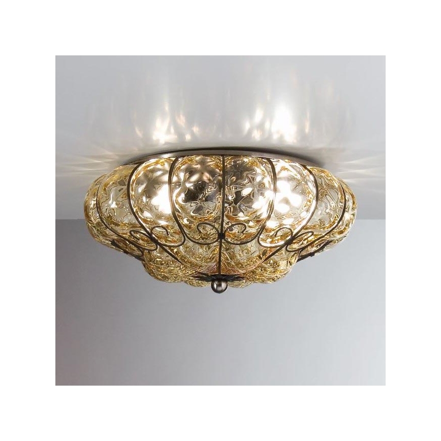 SIRU - Ceiling light SOLE 3xE14/40W/230V d. 31 cm beige/chrome Venetian glass