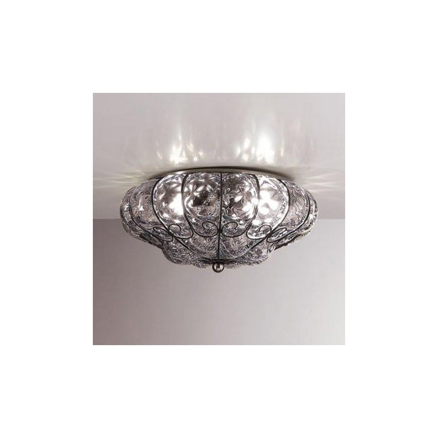 SIRU - Ceiling light SOLE 3xE14/40W/230V d. 31 cm clear/chrome Venetian glass