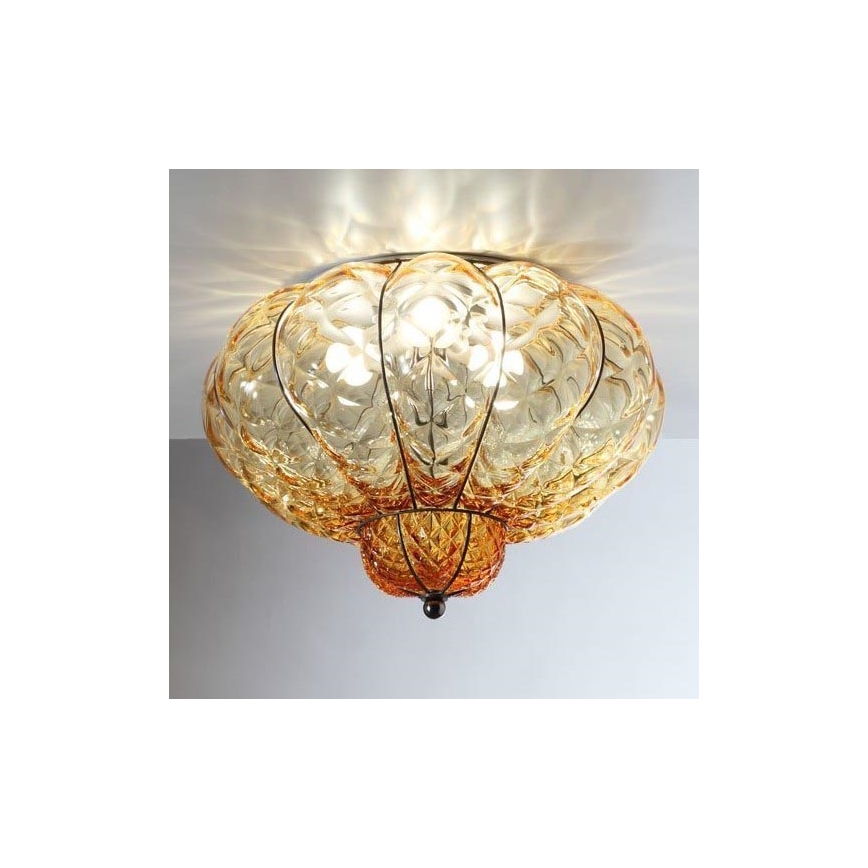 SIRU - Ceiling light SULTANO 3xE14/40W/230V d. 34 cm beige/black Venetian glass