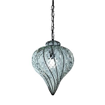 SIRU - Chandelier on a chain GOCCIA 1xE27/60W/230V d. 25 cm clear/brown Venetian glass