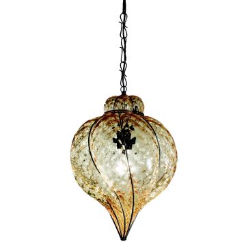 SIRU - Chandelier on a chain GOCCIA 1xE27/60W/230V d. 25 cm beige/brown Venetian glass