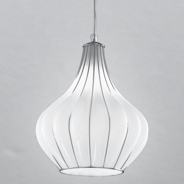 SIRU - Chandelier on a string AURIGA 1xE14/40W/230V d. 26 cm chrome/white Venetian glass