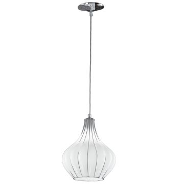 SIRU - Chandelier on a string AURIGA 1xE14/40W/230V d. 26 cm chrome/white Venetian glass