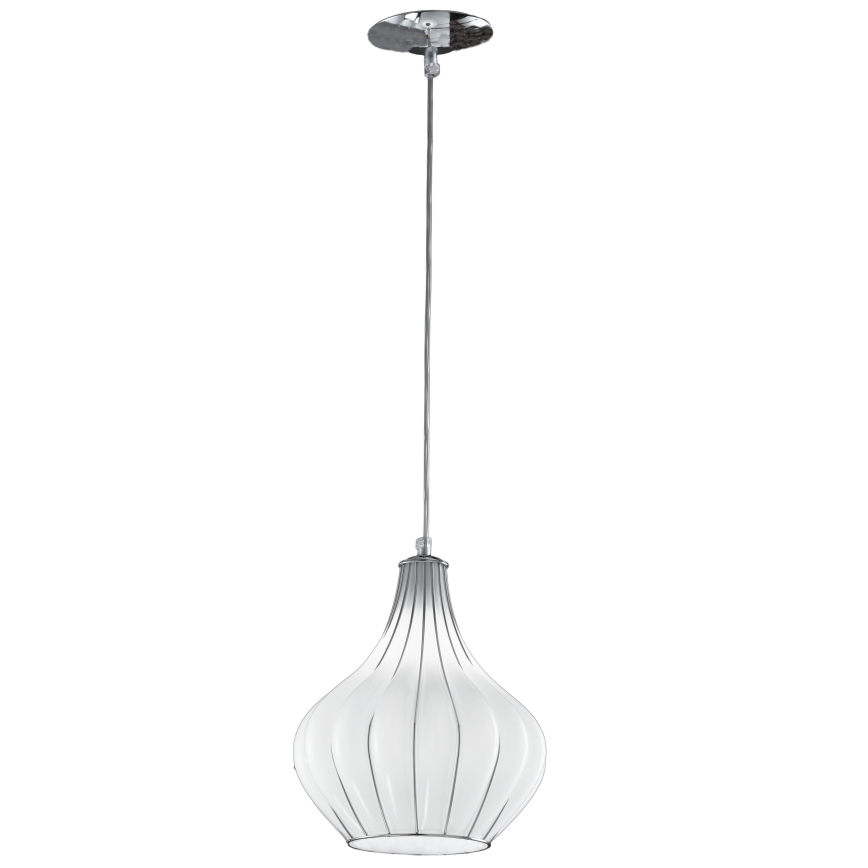 SIRU - Chandelier on a string AURIGA 1xE14/40W/230V d. 26 cm chrome/white Venetian glass