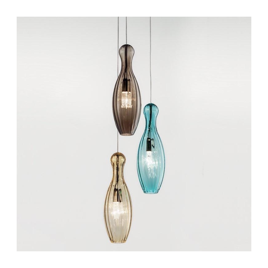 SIRU - Chandelier on a string BIRILLO 3xE14/40W/230V brown/turquoise/beige Venetian glass