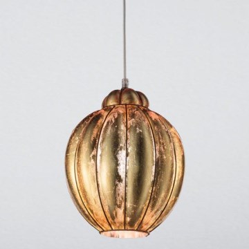 SIRU - Chandelier on a string FOGLIA ORO 1xE27/60W/230V d. 25 cm gold Venetian glass/gold