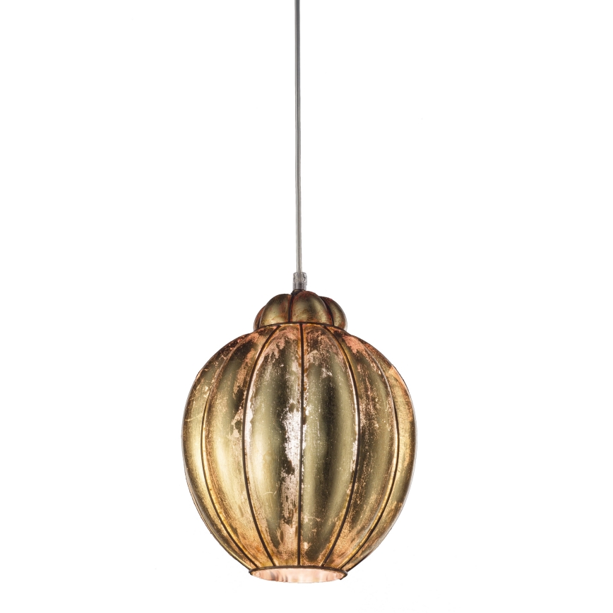 SIRU - Chandelier on a string FOGLIA ORO 1xE27/60W/230V d. 25 cm gold Venetian glass/gold