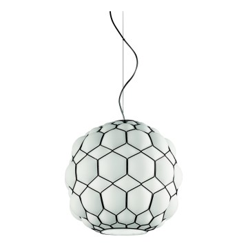 SIRU - Chandelier on a string GALAPAGOS 1xE27/60W/230V black/white Venetian glass