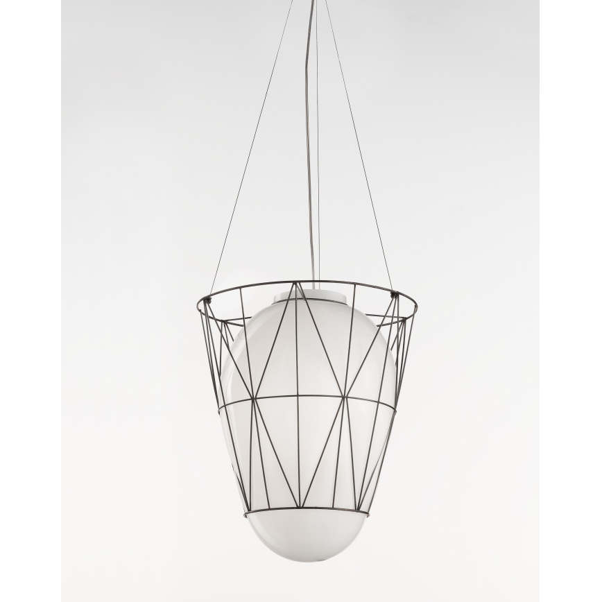 SIRU - Chandelier on a string SEGNI 1xE27/60W/230V black/white Venetian glass