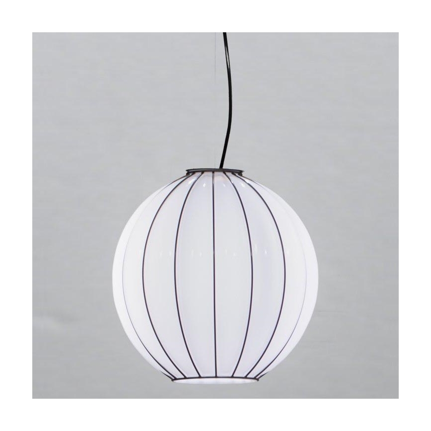 SIRU - Chandelier on a string SFERA 1xE27/60W/230V d. 32 cm black/white Venetian glass