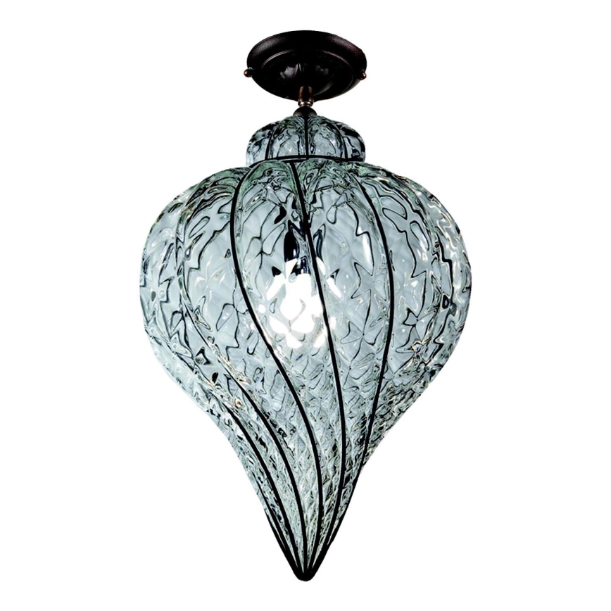 SIRU - Surface-mounted chandelier GOCCIA 1xE27/60W/230V d. 25 cm clear/brown Venetian glass