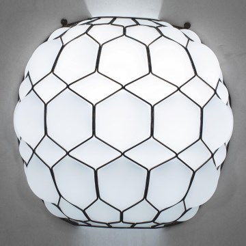 SIRU - Wall lamp GALAPAGOS 1xE27/60W/230V black/white Venetian glass