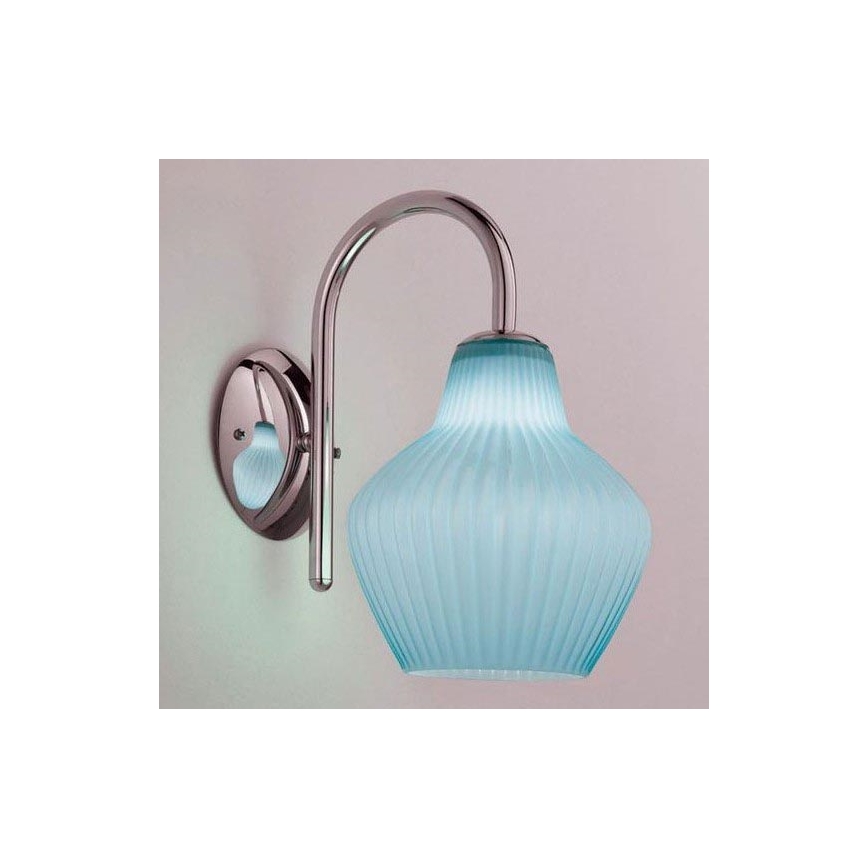 SIRU - Wall lamp LONDON 1xE27/60W/230V blue/shiny chrome Venetian glass