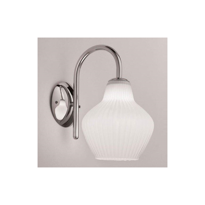 SIRU - Wall lamp LONDON 1xE27/60W/230V white/shiny chrome Venetian glass