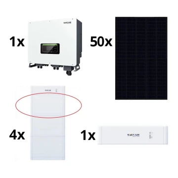 Solar kit SOFAR Solar - 20kWp panel RISEN Full Black + 20kW SOLAX inverter 3p + 20 kWh battery SOFAR with a battery control unit