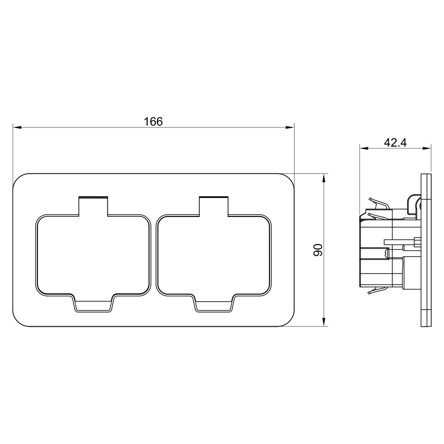 Outdoor built-in floor double socket IP55 angular