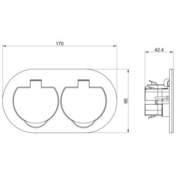 Outdoor built-in floor double socket IP55 round