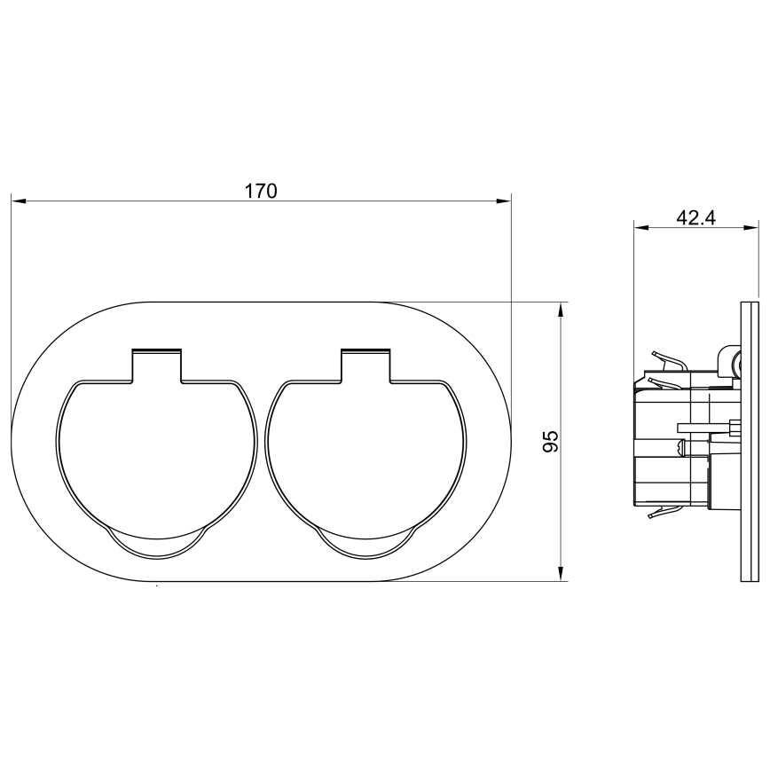 Outdoor built-in floor double socket IP55 round