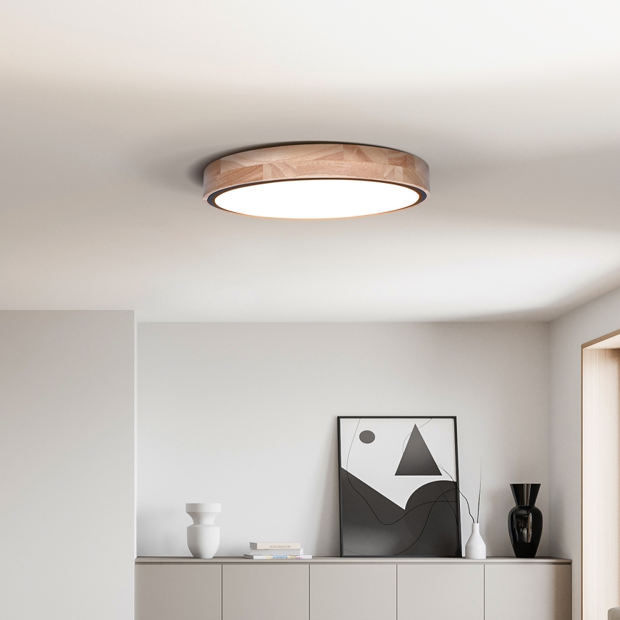 LED Dimmable ceiling light IRON OAK LED/48W/230V 3000-6500K oak d. 40 cm + remote control